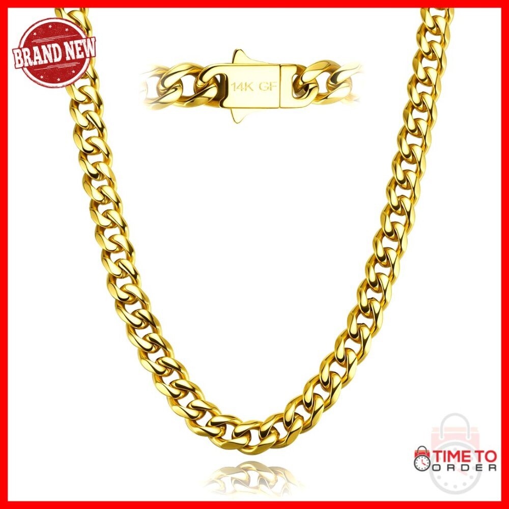 5mm Cuban Link Chain 316L Stainless Steel Sterling Silver Filled 20-30 Inches